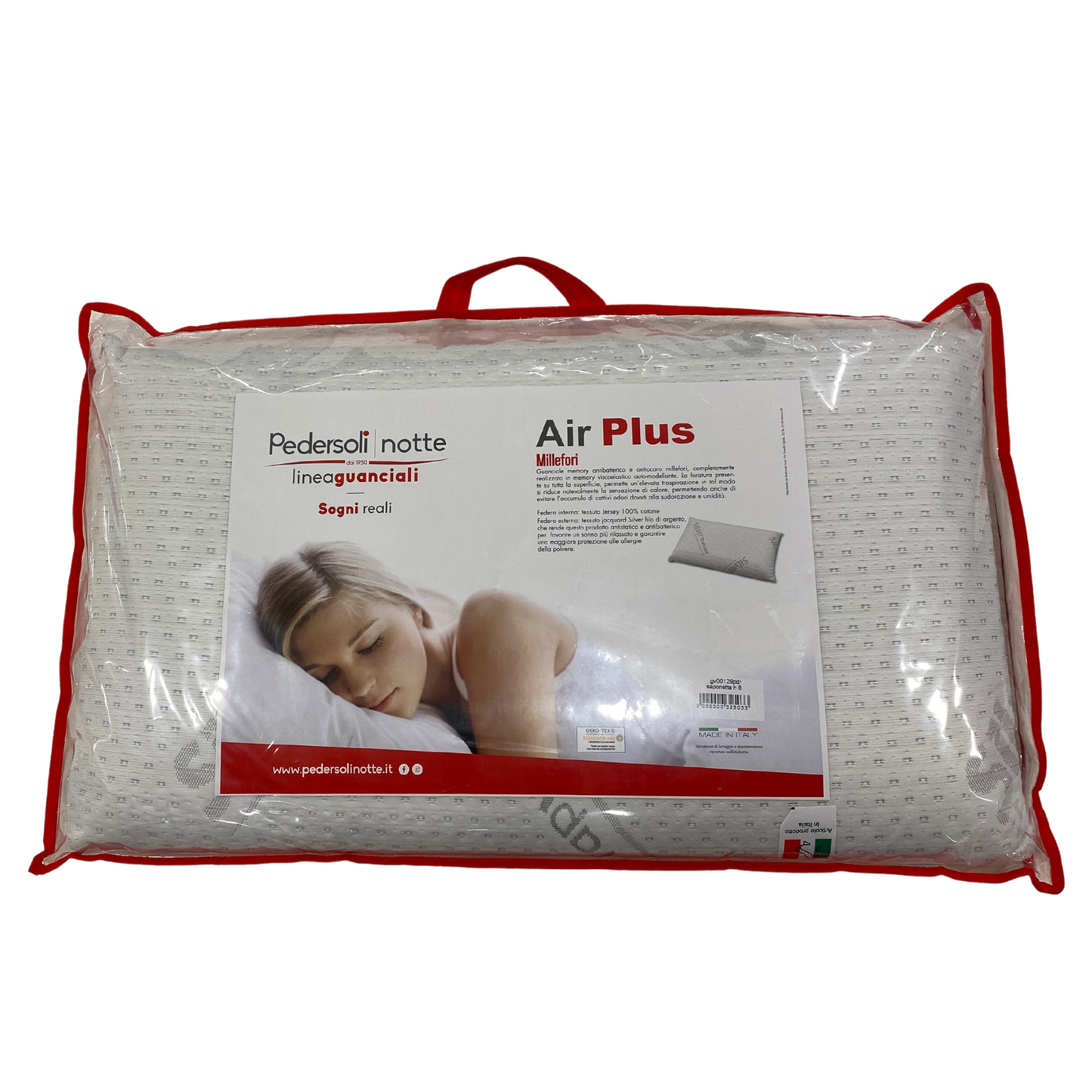 Guanciale Air Plus Doppia onda Memory 1000 Fori Con Federa Silver Therapy