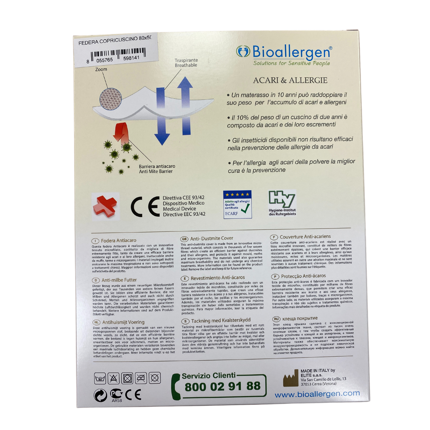 Copriguanciale Antiacaro Microsilky - Disp. Medico cl. 1 - CE